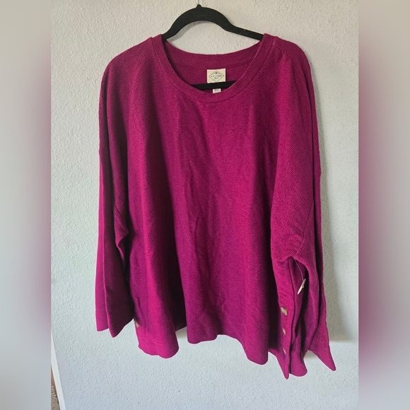 St John Bay Sweater Women 2X Plus Red Side Buttons Knit Long Sleeve N… - Picture 2 of 15